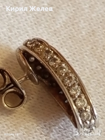 Сребърна обеца с инкрустирани кристали Сваровски елегантен дизайн 34608, снимка 7 - Обеци - 52720056