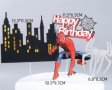 сет Спайдърмен Happy Birthday надпис паяжина сгради паяк картонени топери украса декор торта, снимка 3