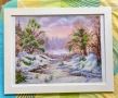 ушит гоблен с чешки мъниста "Зимен пейзаж", снимка 2