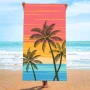 6031 Голяма плажна кърпа Палми с розов залез, 180x100cm, снимка 1