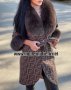 Дамско луксозно палто кашмир вълна и лисица Fendi код 191