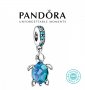 Талисман Пандора сребро проба 925 Pandora Murano Glass Sea Turtle Dangle Charm. Колекция Amélie, снимка 1 - Гривни - 37984270