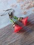 Прелестни обици в червено с красиви цветя и орнаменти в цвят бронз , снимка 5