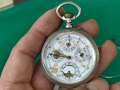 Стар сребърен джобен часовник календар Tavannes, снимка 1