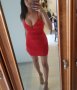 Къса червена рокля сатен , снимка 5