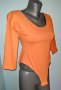 Памучно еластично боди в цвят Портокал / оранжево боди , снимка 1 - Блузи с дълъг ръкав и пуловери - 28332488