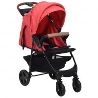 Бебешка количка 3-в-1, червена, стомана, снимка 2 - Детски колички - 37692055