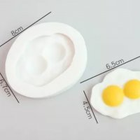 Яйца на очи яйце пържени силиконов молд форма фондан шоколад гипс декор, снимка 2 - Форми - 38393746