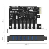 Orico карта PCI-E card 7 x USB3.0 port 5Gbps - PVU3-7U-V1, снимка 4 - Други - 43061698