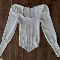 Бяла блузка с буфан ръкави, снимка 1 - Блузи с дълъг ръкав и пуловери - 43477784