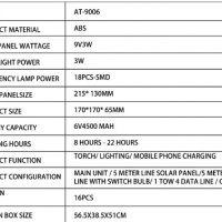 Нов Соларен комплект Dat-At-9006, фенер, прожектор, радио, usd, sd карта, комплект за осветление, снимка 14 - Друга електроника - 37449996