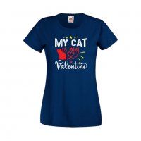 Дамска тениска Свети Валентин My Cat Is My Valentine 1, снимка 5 - Тениски - 35648258