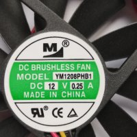 Вентилатор YM1208PHB1/BRUSHLESS /  12V 0.25A 3-жилен, снимка 2 - Друга електроника - 36723070