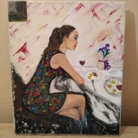 Картина " Жената " с маслени бои и акрил, снимка 3 - Картини - 41374241