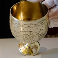 Гравиран бокал,чаша,никелово сребро. , снимка 5 - Антикварни и старинни предмети - 37716015