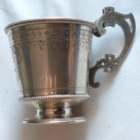 Царска Русия сребърна 84 чаша за кафе с подложна чиния, снимка 2 - Антикварни и старинни предмети - 44905716
