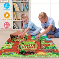 Голям комплект детска ферма с килим за игра, снимка 3 - Фигурки - 43302171
