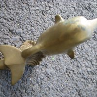 Бронзова пластика статуетка делфин, снимка 3 - Антикварни и старинни предмети - 28610771
