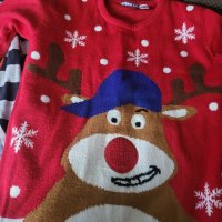 Коледен пуловер+коледна блуза 128-134, снимка 2 - Детски пуловери и жилетки - 38917264