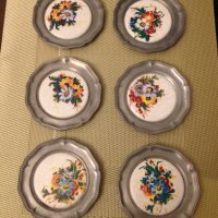Старинни немски чинии за стена от калай и рисуван порцелан/1, снимка 1 - Декорация за дома - 43147788