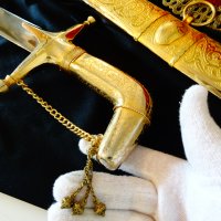 Персийска сабя с кания 2 кг.,дебела позлата,орнаменти. , снимка 4 - Антикварни и старинни предмети - 39913008