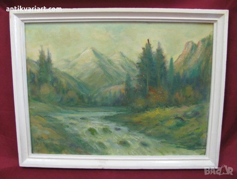 50-те Антикварна Картина масло Н.Илиев, снимка 1