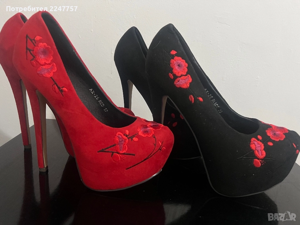 Нови червени и черни обувки официални, снимка 1