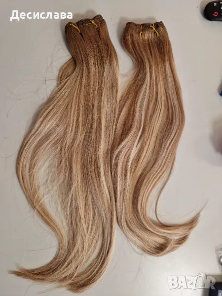 Естествена коса, плътна, плътни крайща, висок клас,  подходяща за трайно поставяне! , снимка 1