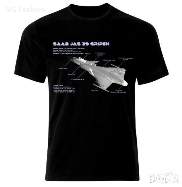 Мъжка Тениска Изтребител ИзтребителSaab Jas 39 Gripen Air Fighter Aircraft Jet Luftkampf Flugzeug , снимка 1
