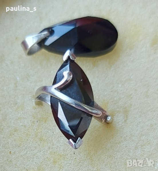 Винтидж / Комплект сребърни бижута с Черен шпинел / проба 925 , снимка 1