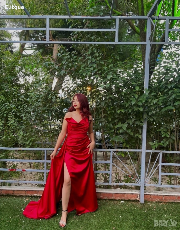 ⭐️Дълги сатенени рокли с цепка, снимка 1