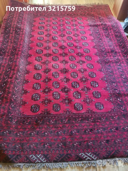 19С Рядък антикварен голям вълнен килим Бухара, 280х200см., снимка 1
