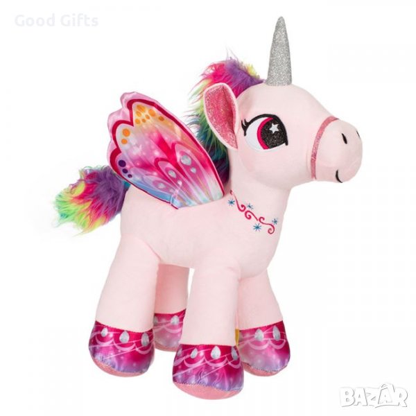 Плюшен еднорог с розови крила, грива и опашка , 41 см, снимка 1