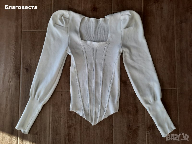 Бяла блузка с буфан ръкави, снимка 1