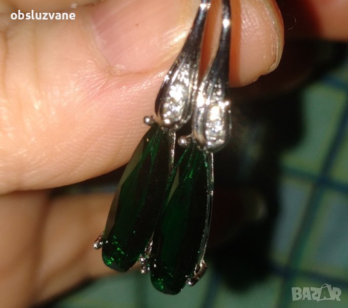 Обеци Изумрудени кокичета, снимка 1