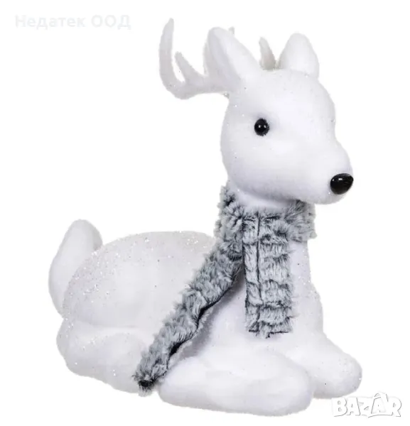 Коледна, Декоративна, Фигура, Елен, Бял, 30 см, снимка 1