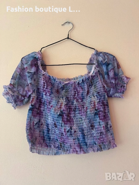 Уникална лилава блуза с буфан ръкав S размер 💜💙🩵💙💜🩵💙💜, снимка 1