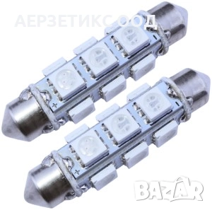 КРУШКА C5W 12V 44MM 12LED ЧЕРВЕНА, снимка 1