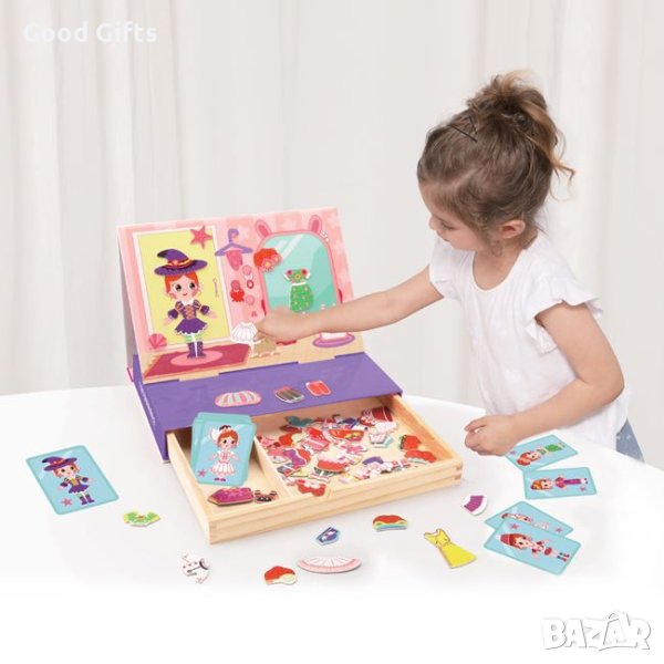 Дървена магнитна дъска, Магнитна книжка с картинки, снимка 1