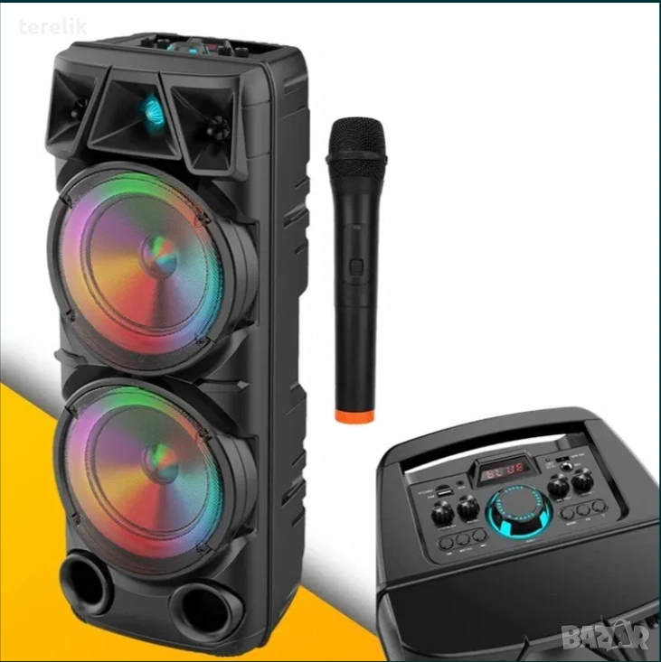 Cobra Нова ZQS 8210 2х8 120W 6500mah 2 микрофона ПРЕНОСИМА КАРАОКЕ КОЛОНА От вносител 12 месеца гар, снимка 1