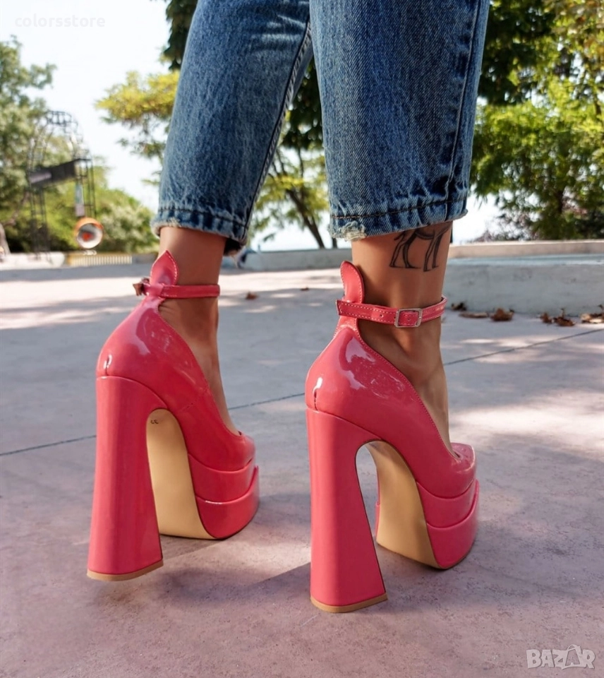 Обувки на ток - корал лак - VT2, снимка 1