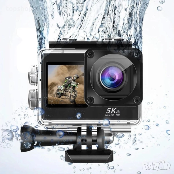 Нова 5K 30FPS 50MP Екшън камера, UHD 5M Подводна камера със 170° широкоъгълен обхват, IP68..., снимка 1