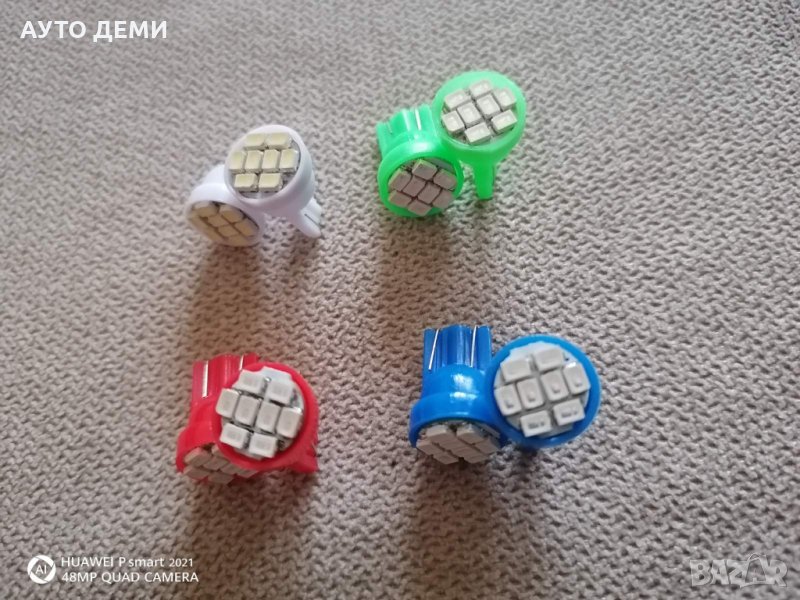 LED T10 крушки с 8 светодиода светещи в 4 цвята за кола автомобил джип бус ван пикап камион, снимка 1