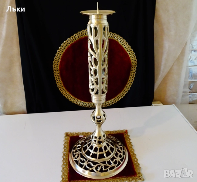 Бронзов свещник Torquato Tamagnini,44 см.,маркиран. , снимка 1