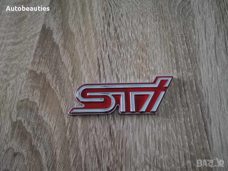Subaru STI червена метална емблема , снимка 1