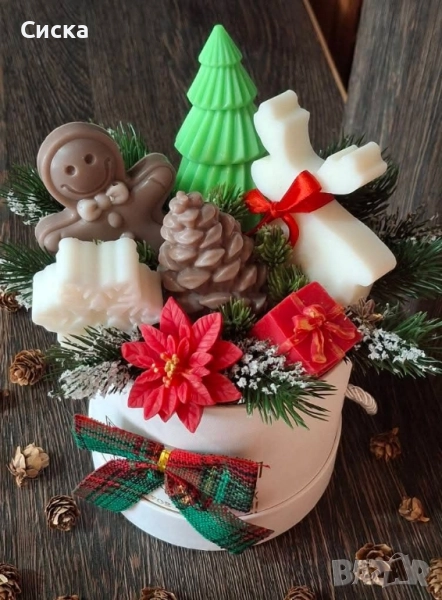 Коледен букет със глицеринови сапуни с добавен аромат, снимка 1