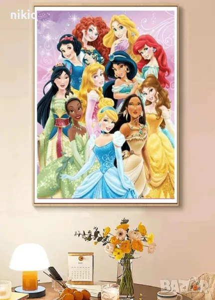 Дисни Принцеси детски 5D гоблен диамантен картина мозайка за направа по схема с камъчета, снимка 1