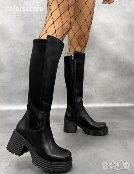 Ботуши на ток - черна кожа - BMT1, снимка 1