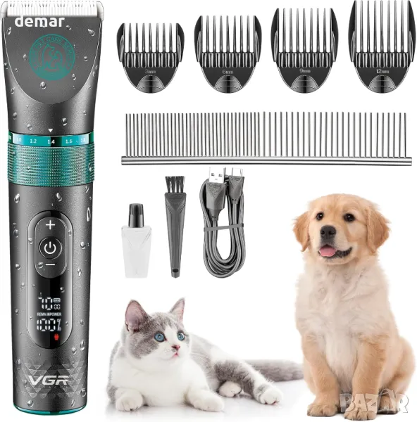 VGR Комплект машинка за подстригване на кучета Безжична професионална за гъста, къдрава козина,USB-C, снимка 1
