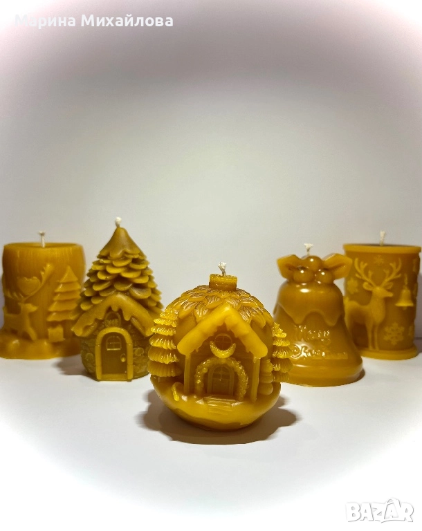 Коледни свещи от 100% чист пчелен восък, снимка 1